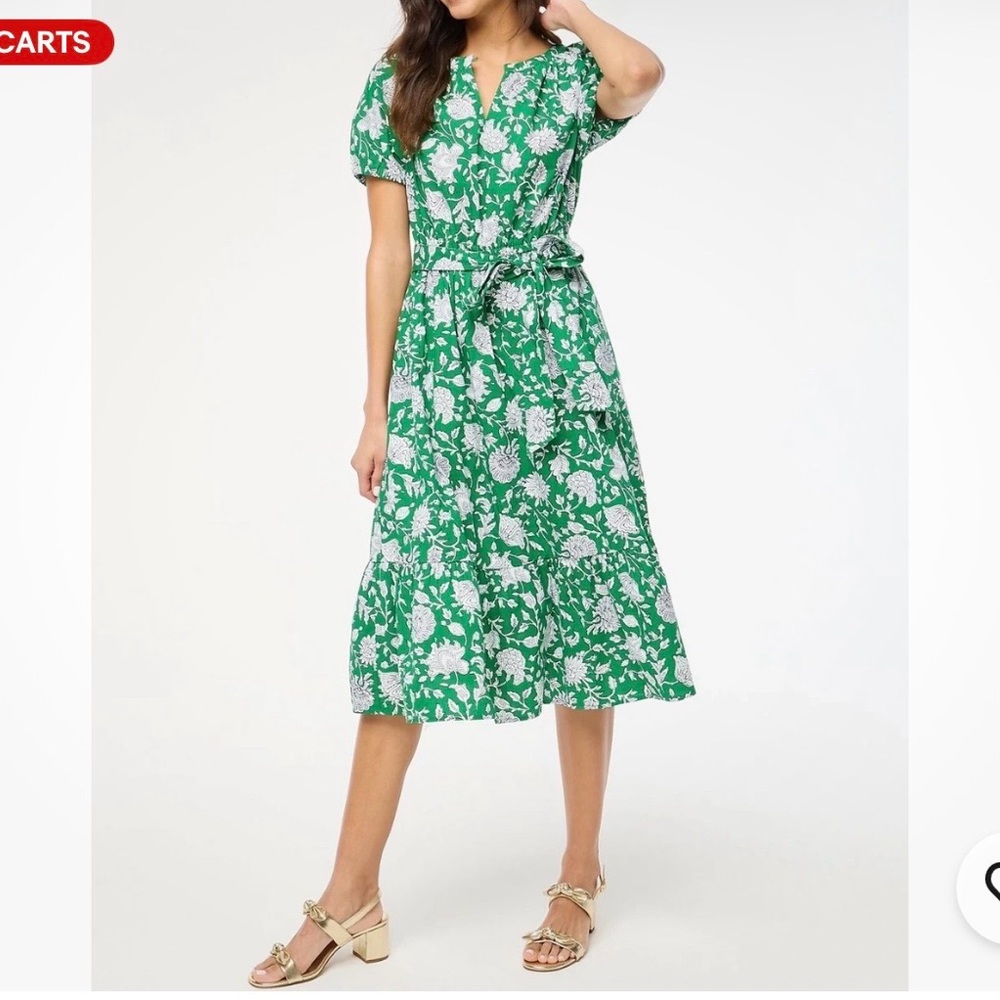 J. Crew Factory Floral Green and White Maxi Dress